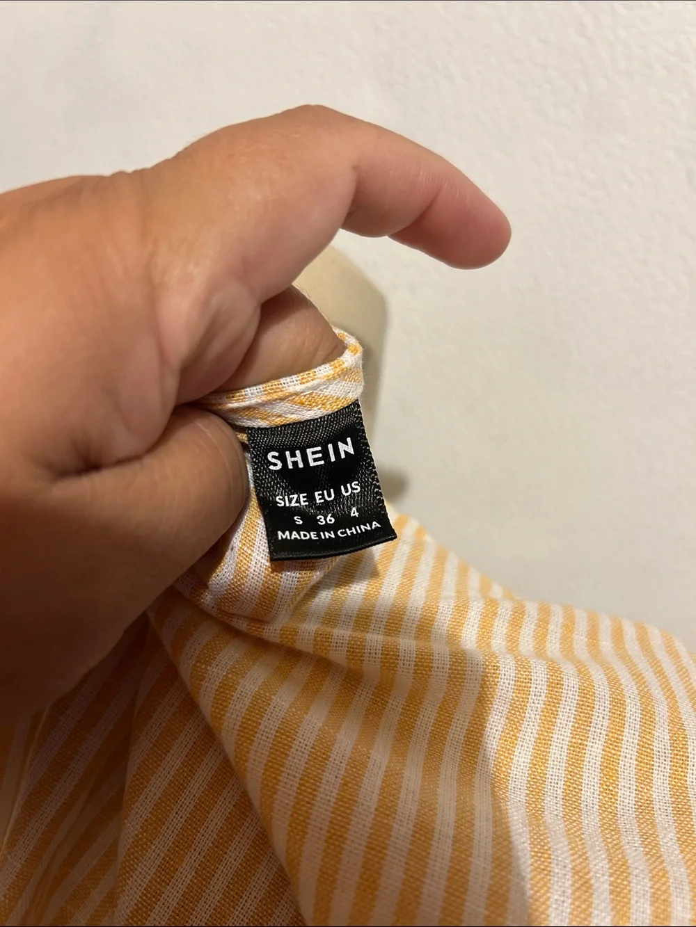 SHEIN Yellow Striped Tie-Front Puff Sleeve Blouse - Picture 7 of 7